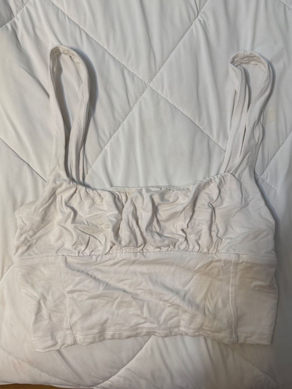 Wilfred Cream Ruched Crop Top